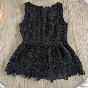 Size L Alt B Black Lace peplum top